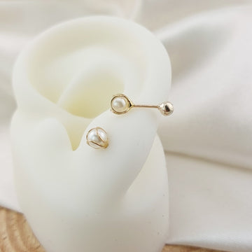 Dormilones Perla 4mm Oro 10k 03286