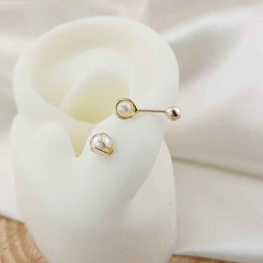 Dormilones Perla 4mm Oro 10k 03286