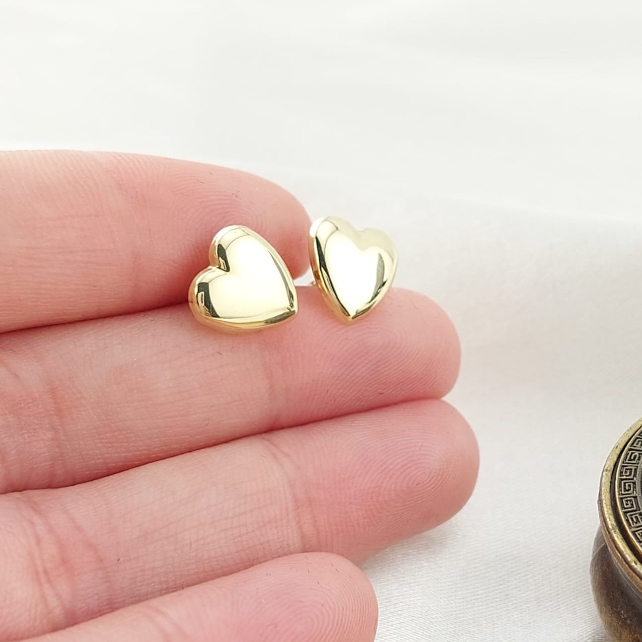 Aretes Corazón 10mm Oro 10k Italia 26726