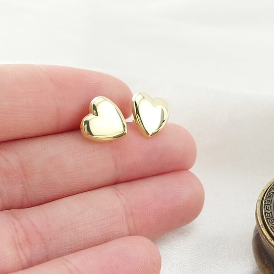 Aretes Corazón 10mm Oro 10k Italia 26726