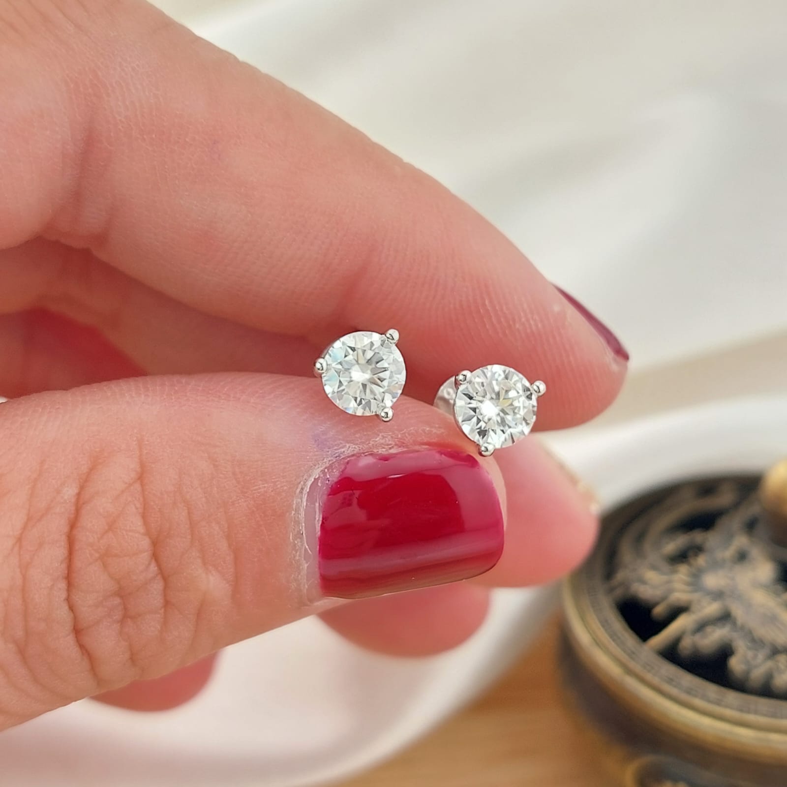 Aretes 5mm Moissanite 1.0CT Color D VVS1 Plata 925 26751