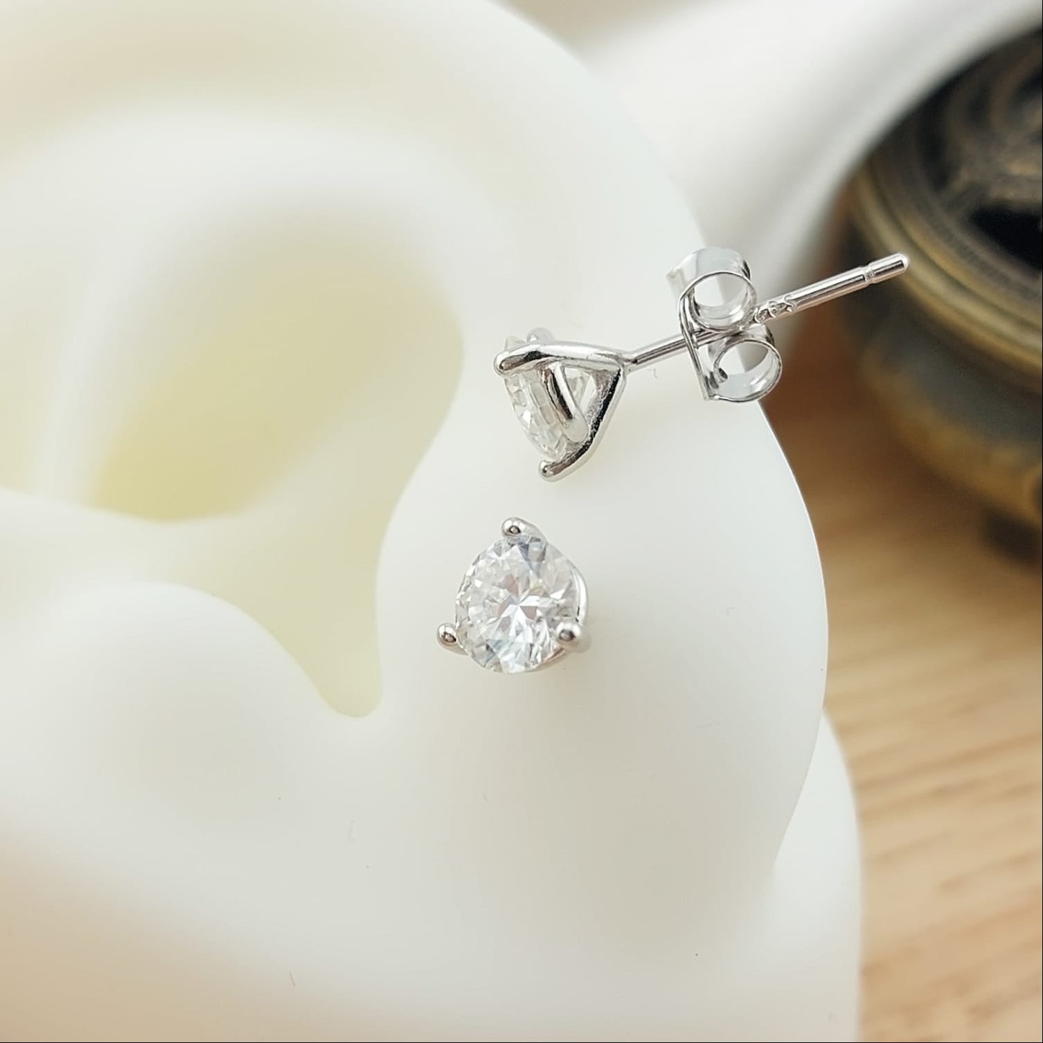 Aretes 3mm Moissanite 0.2CT Color D VVS1 Plata 925 26749