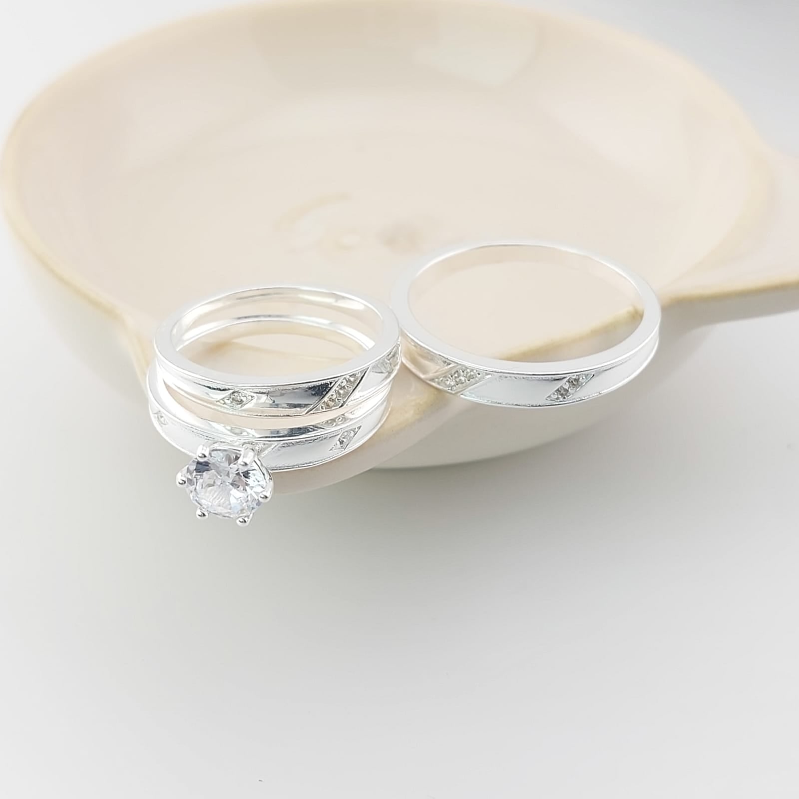 Anillos Tríos Matrimonio Plata 925 26816