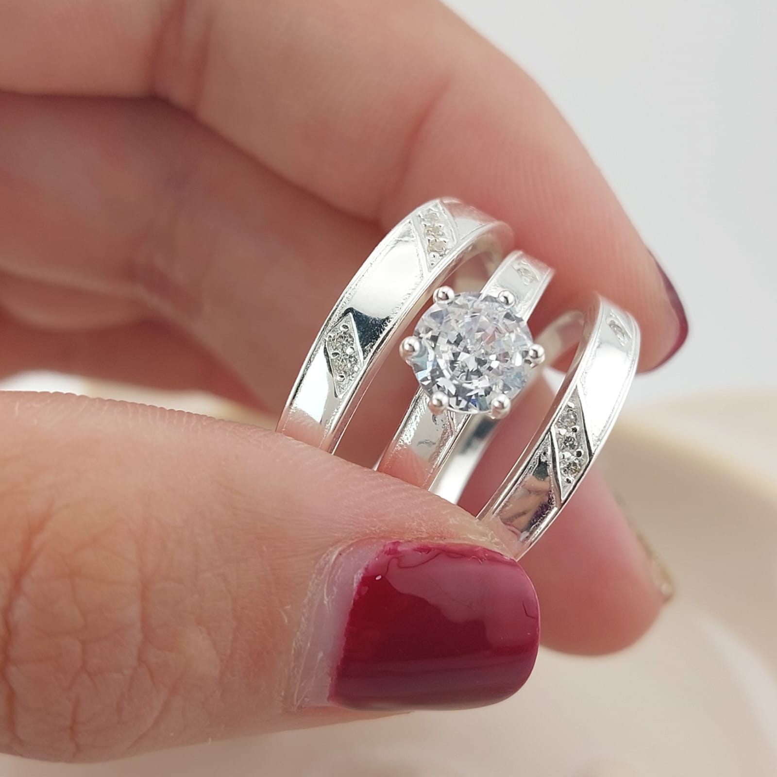 Anillos Tríos Matrimonio Plata 925 26816