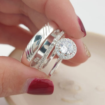 Anillos Tríos Matrimonio Plata 925 26815