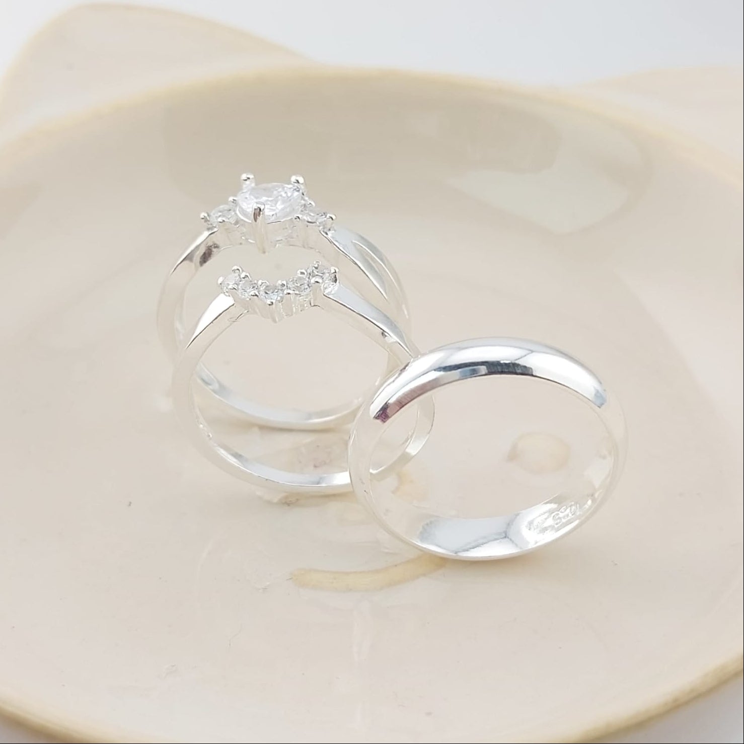 Anillos Tríos Matrimonio Plata 925 26819