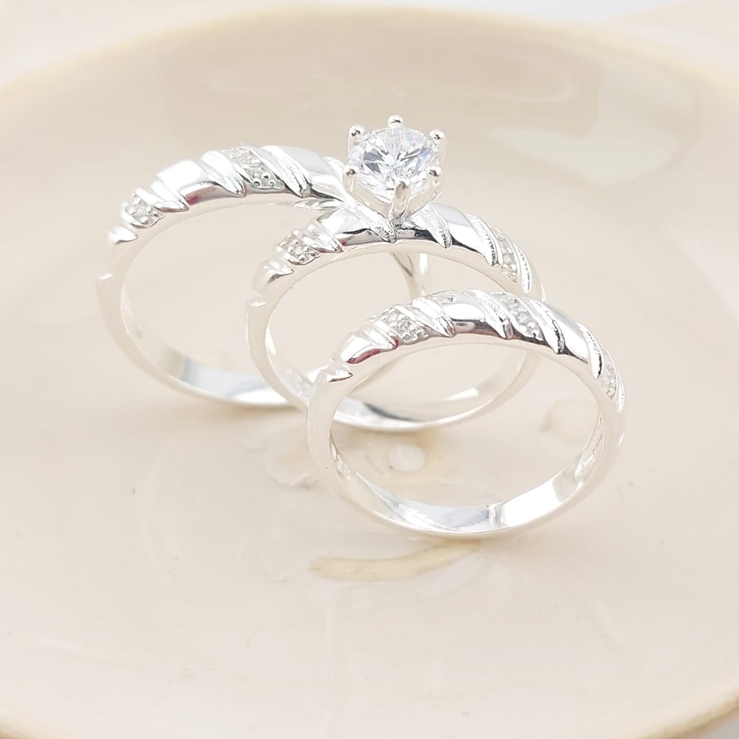 Anillos Tríos Matrimonio Plata 925 26814