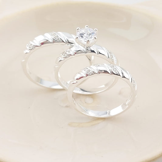 Anillos Tríos Matrimonio Plata 925 26814