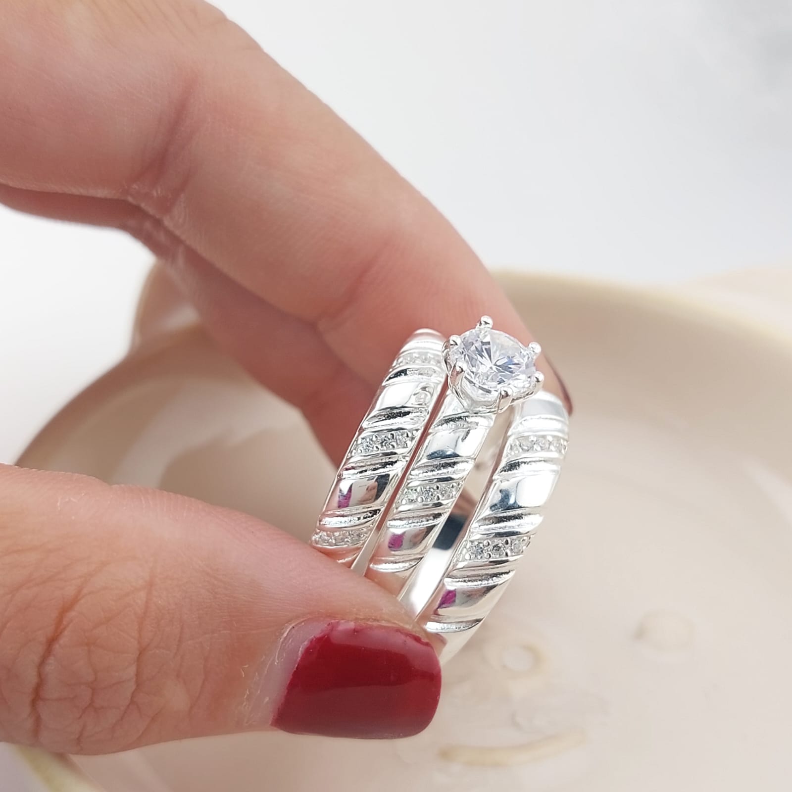 Anillos Tríos Matrimonio Plata 925 26814