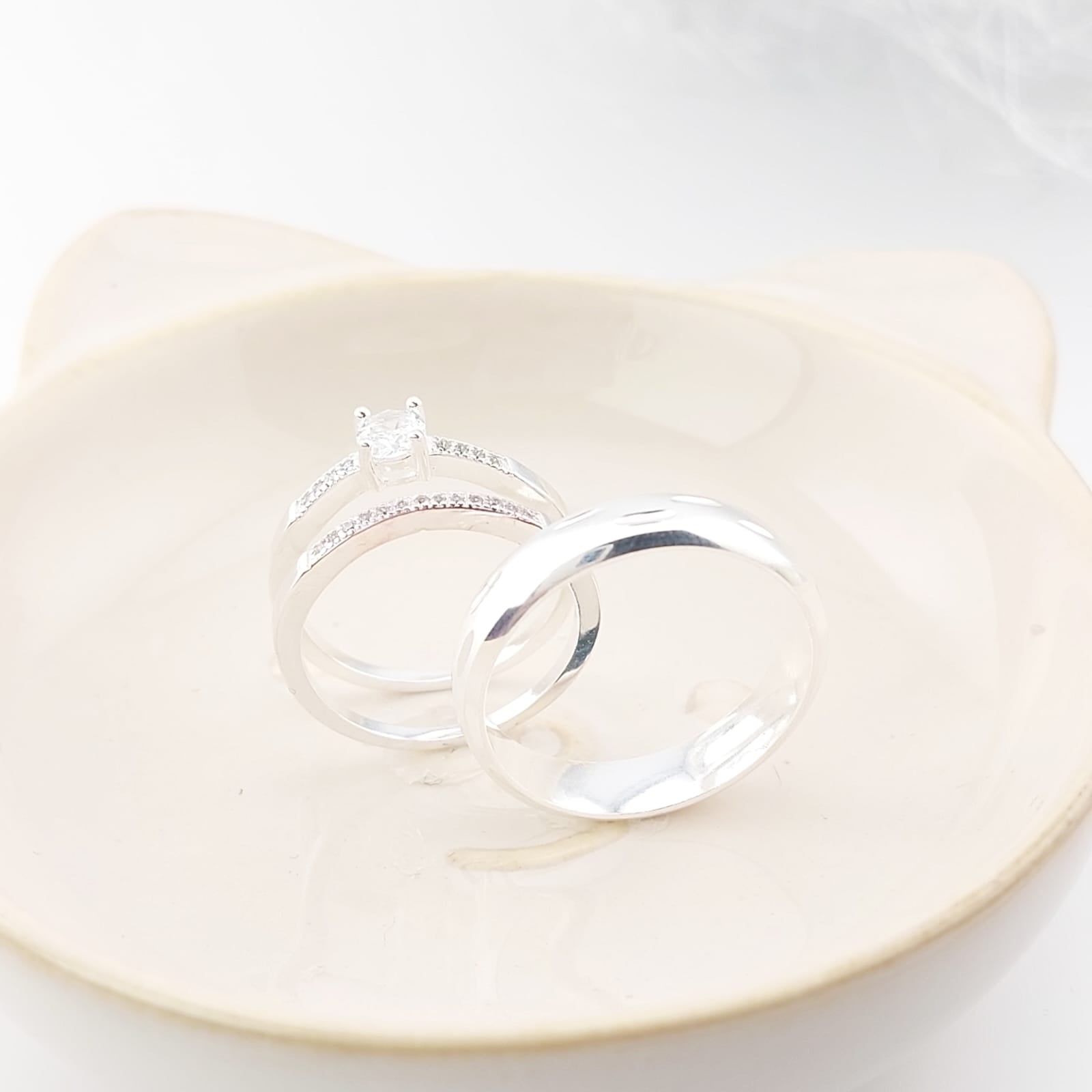 Anillos Tríos Matrimonio Plata 925 26823