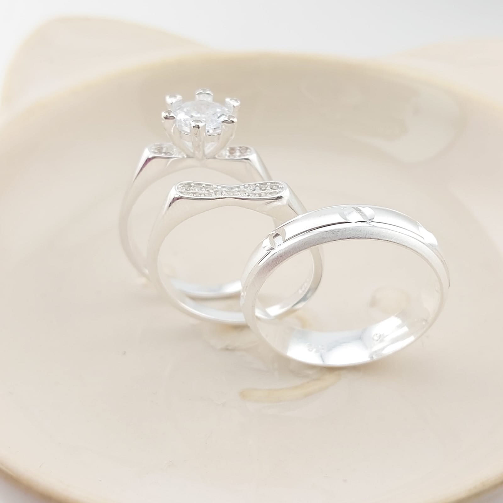 Anillos Tríos Matrimonio Plata 925 26824