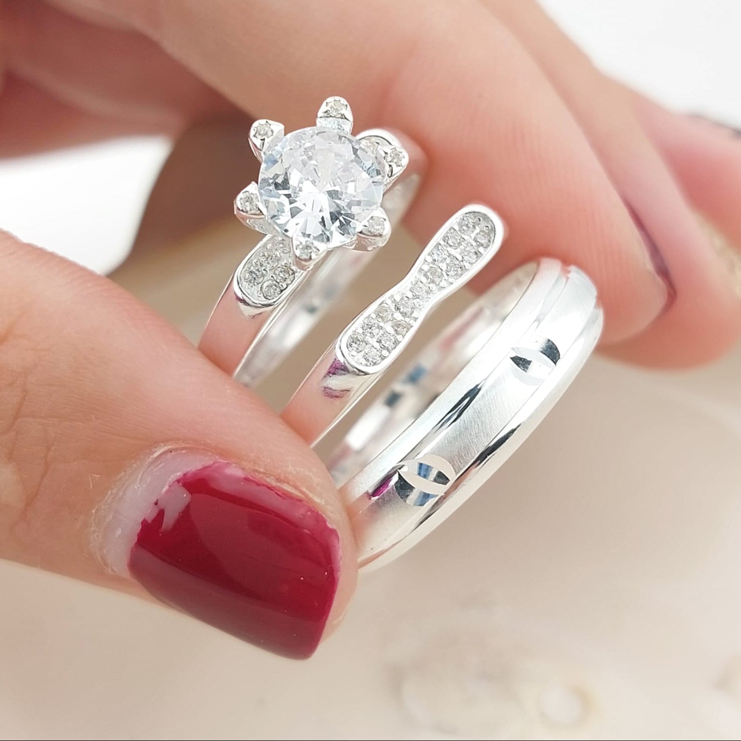 Anillos Tríos Matrimonio Plata 925 26824