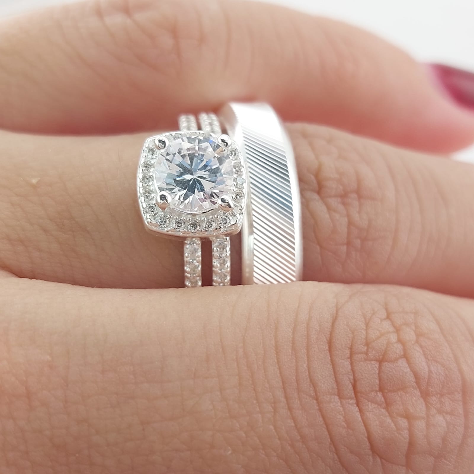 Anillos Tríos Matrimonio Plata 925 26825
