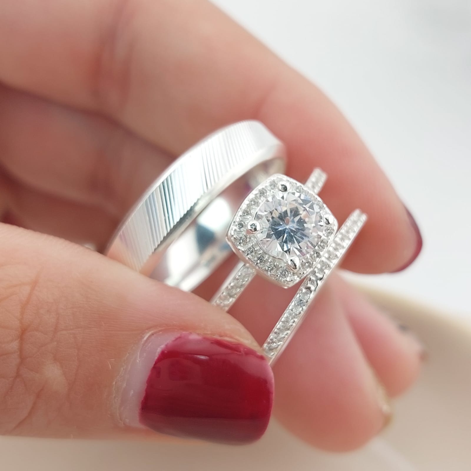 Anillos Tríos Matrimonio Plata 925 26825