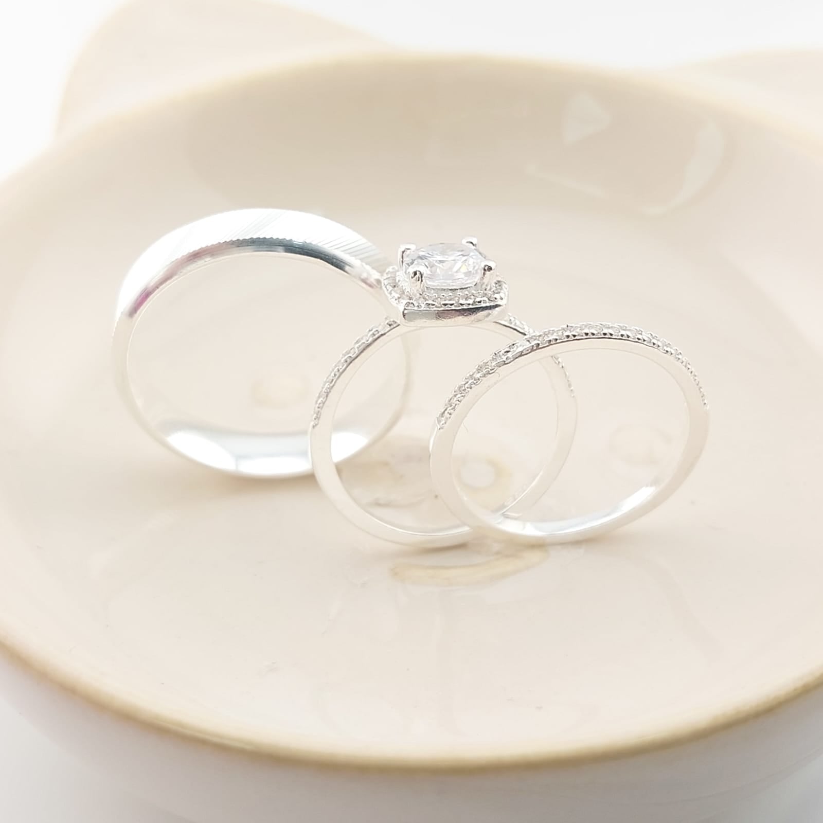 Anillos Tríos Matrimonio Plata 925 26825
