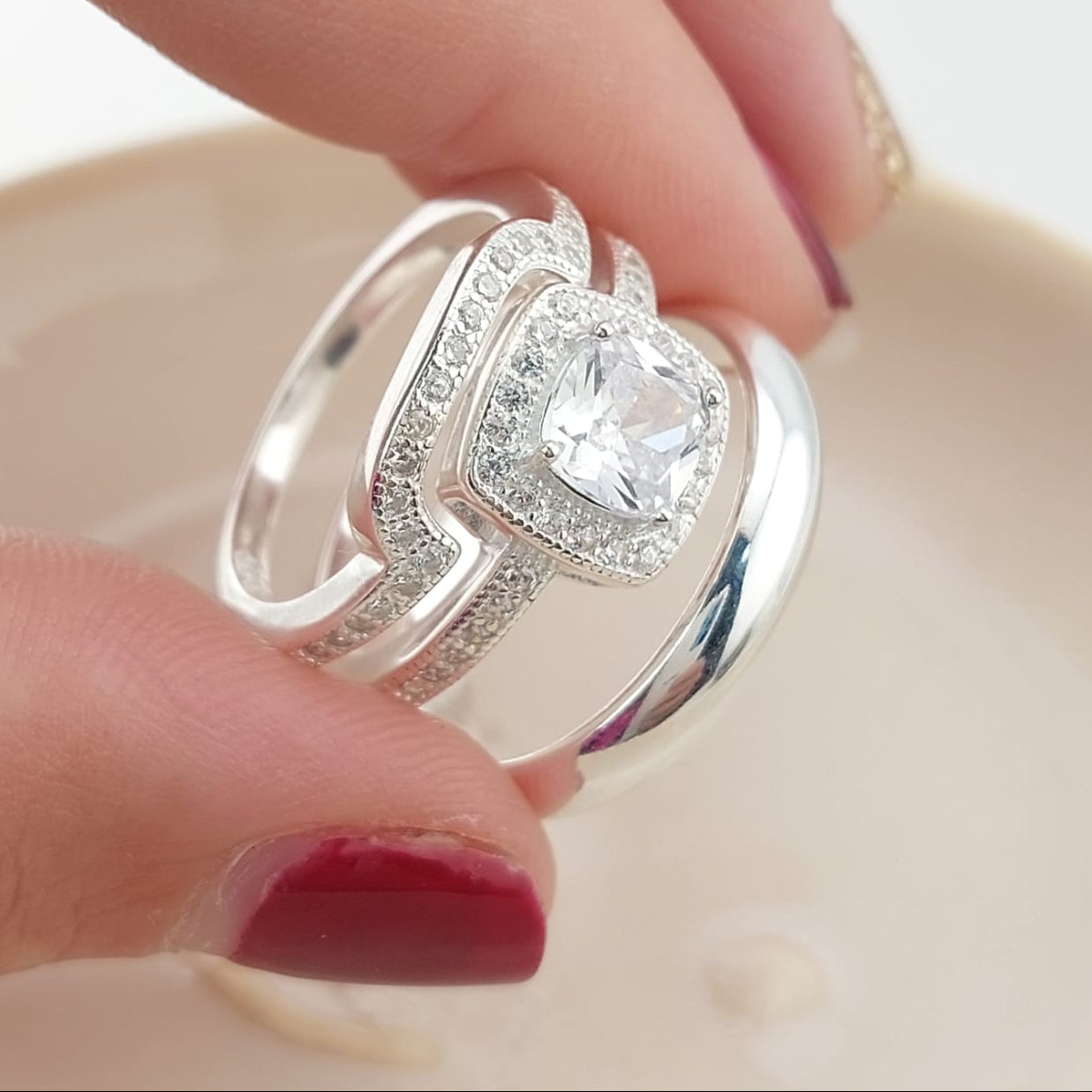 Anillos Tríos Matrimonio Plata 925 26818
