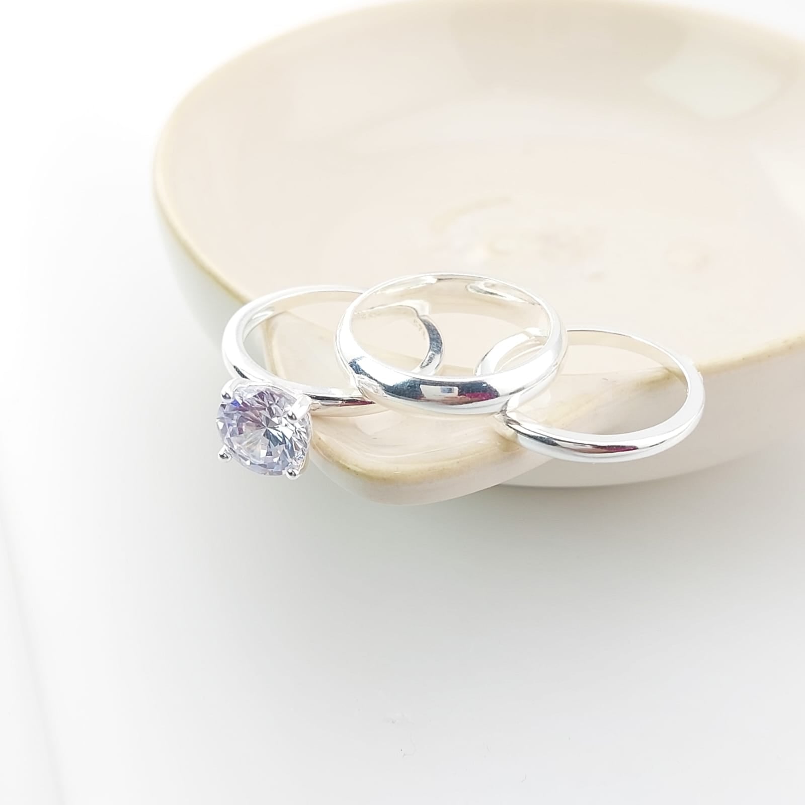 Anillos Tríos Matrimonio Plata 925 26821