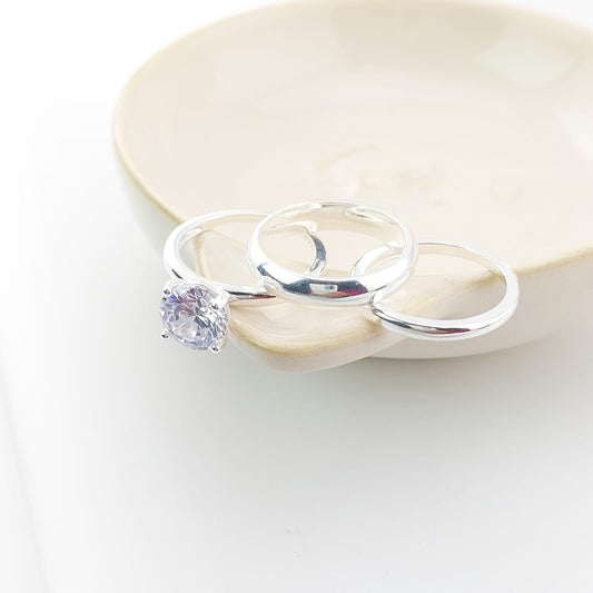 Anillos Tríos Matrimonio Plata 925 26821