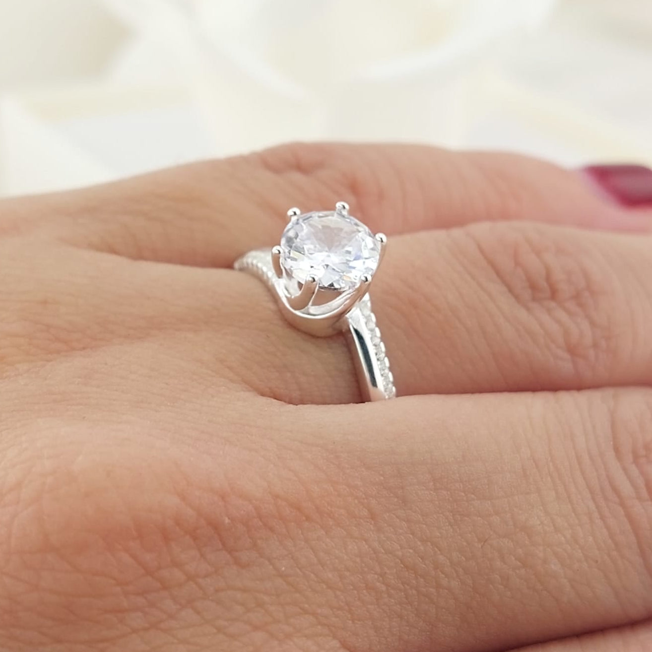 Anillo Compromiso CZ 7mm Plata 925 26865