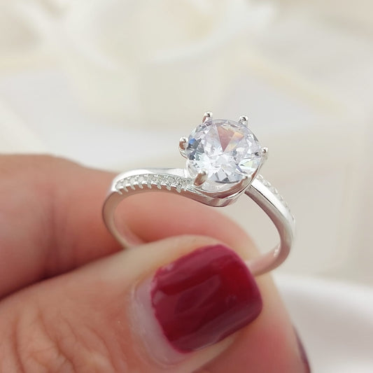 Anillo Compromiso CZ 7mm Plata 925 26865