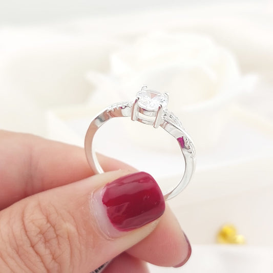 Anillo Compromiso CZ 6mm Plata 925 26862