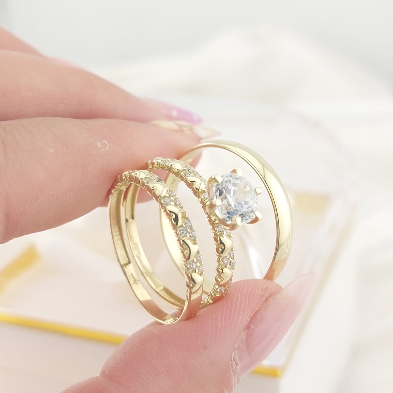Anillos Trío Matrimonio Oro 10k 5.0g 26971