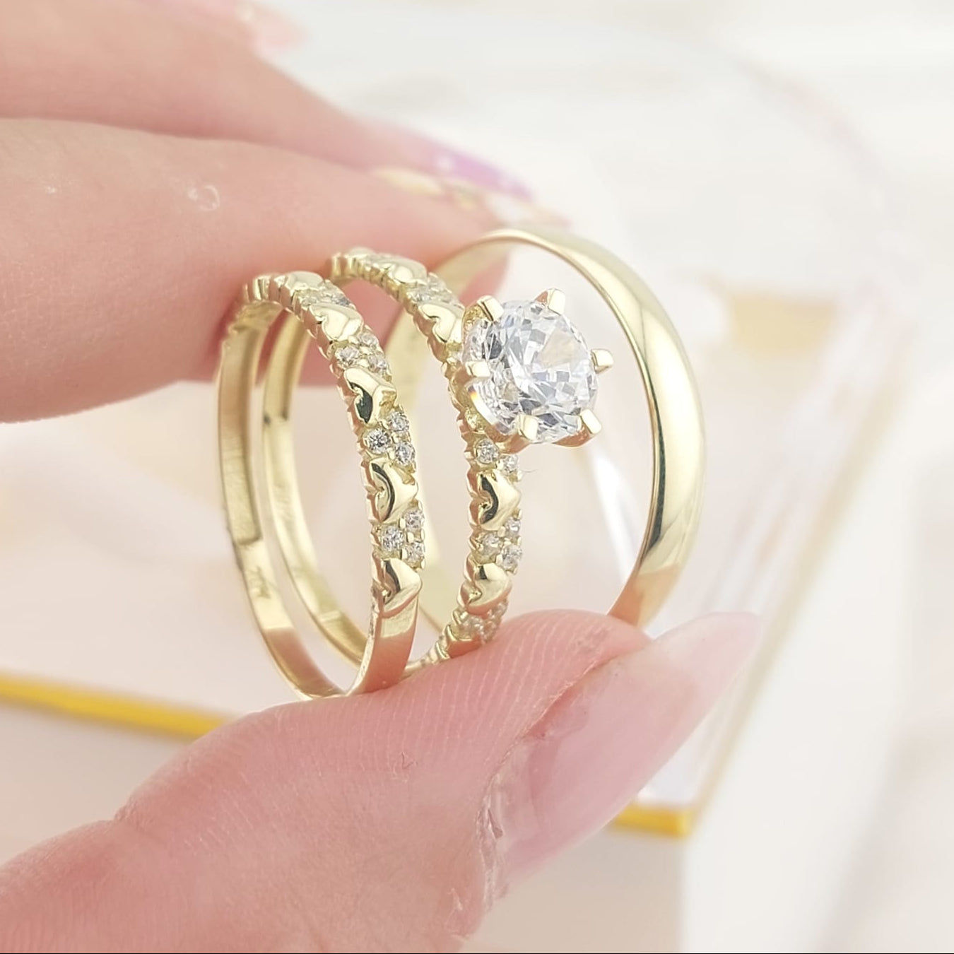 Anillos Trío Matrimonio Oro 10k 5.0g 26971