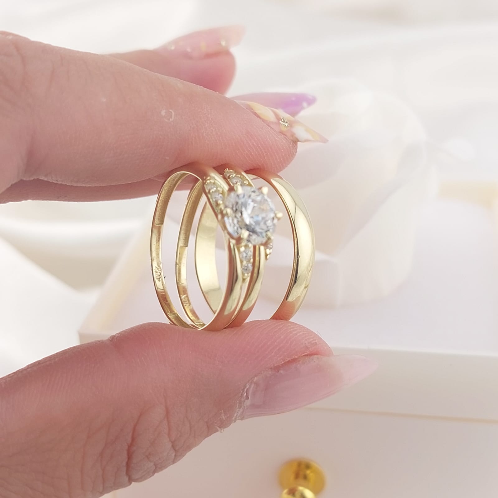 Anillos Trío Matrimonio Oro 10k 4.3g 26972