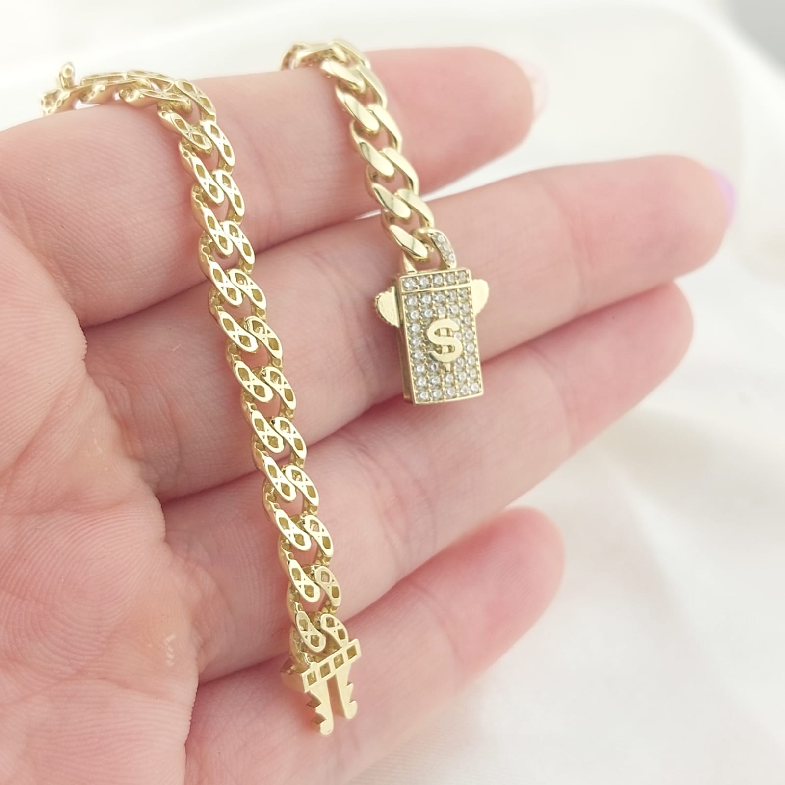 Pulsera Dama 18cm Piedras CZ Oro 10k 26970