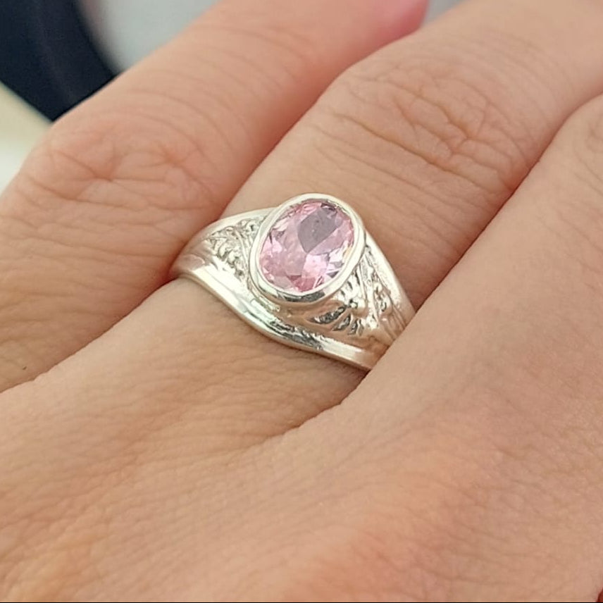 Anillo Graduación Liso Piedra 8x5 Plata 925 27001