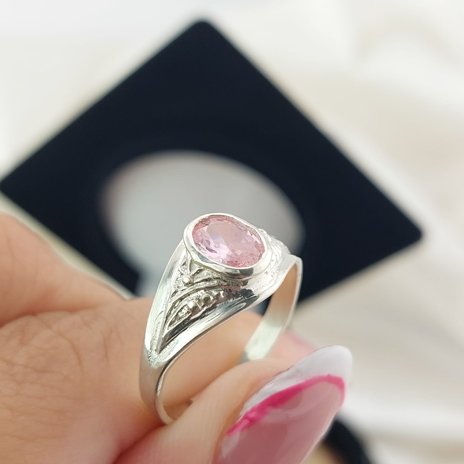 Anillo Graduación Liso Piedra 8x5 Plata 925 27001