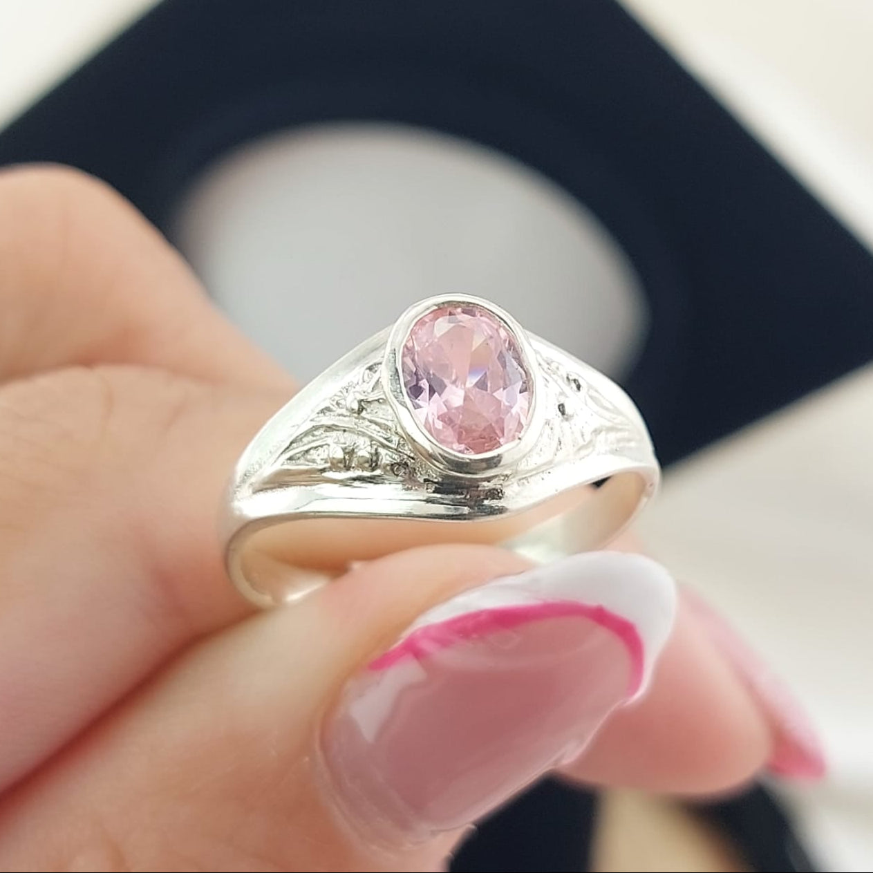 Anillo Graduación Liso Piedra 8x5 Plata 925 27001