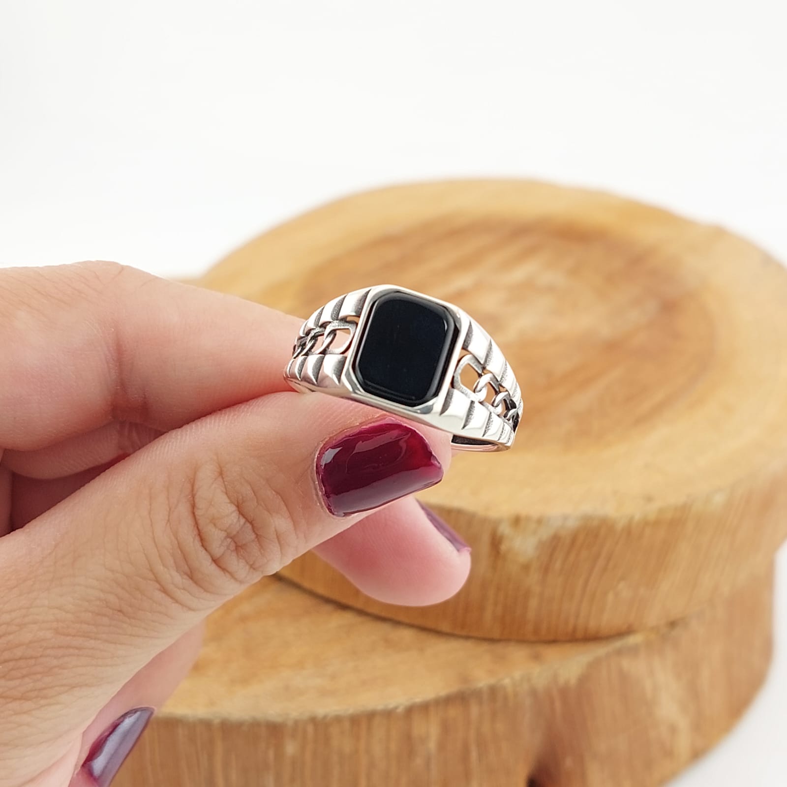 Anillo Hombre Ónix Plata 925 27182