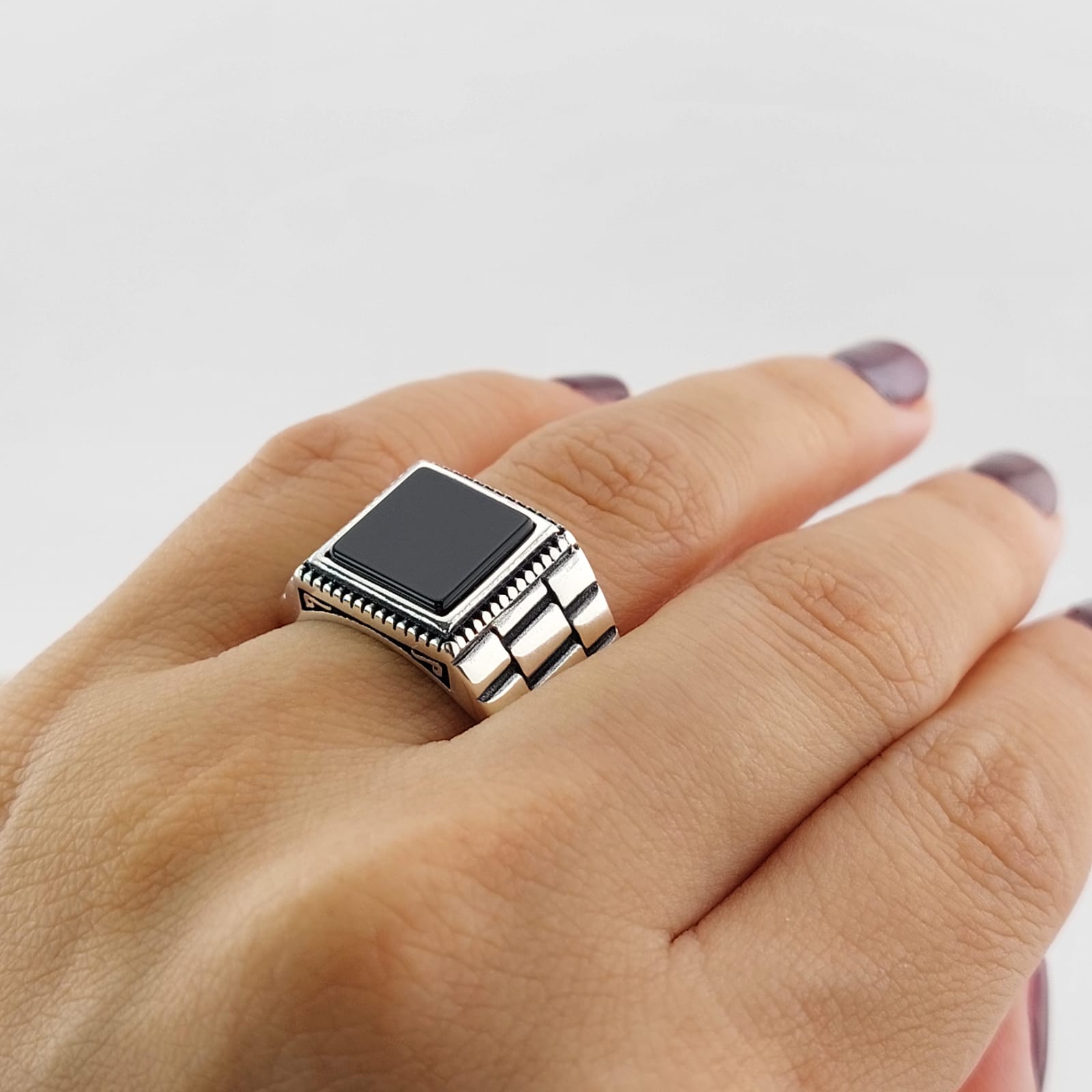 Anillo Hombre Ónix Plata 925 27185