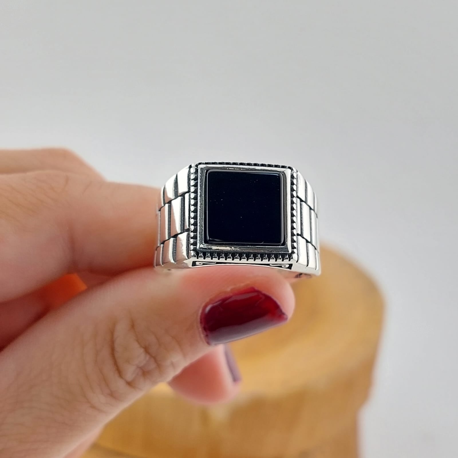 Anillo Hombre Ónix Plata 925 27185