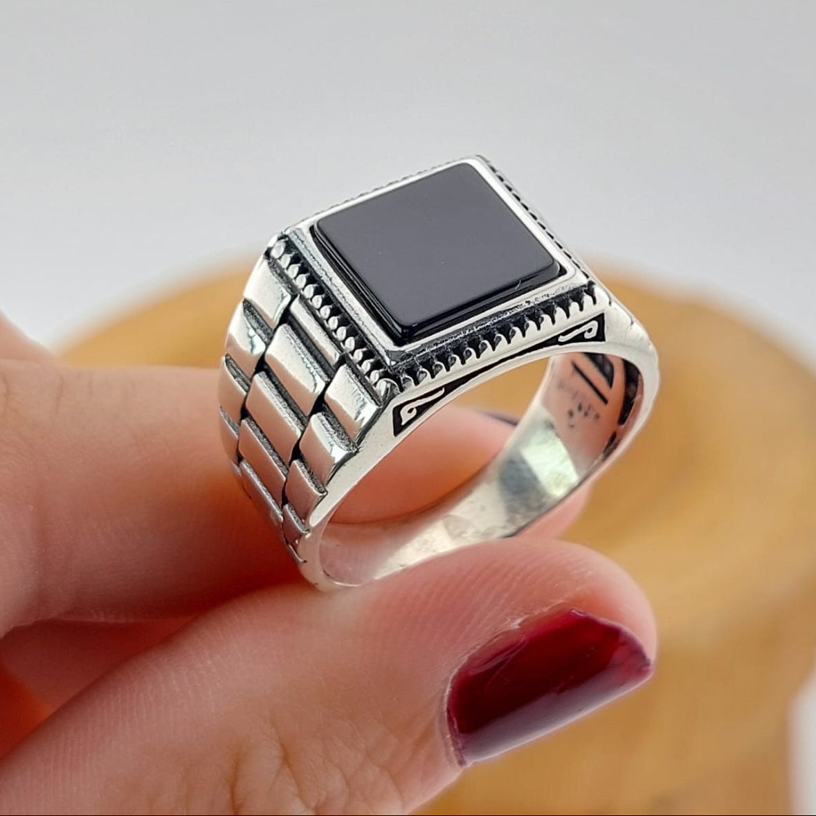 Anillo Hombre Ónix Plata 925 27185
