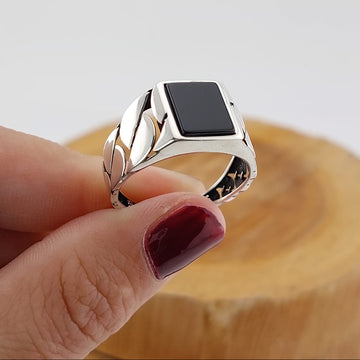 Anillo Hombre Ónix Plata 925 27181