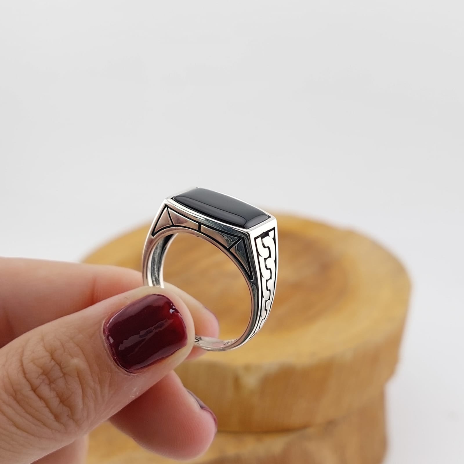 Anillo Hombre Ónix Plata 925 27184