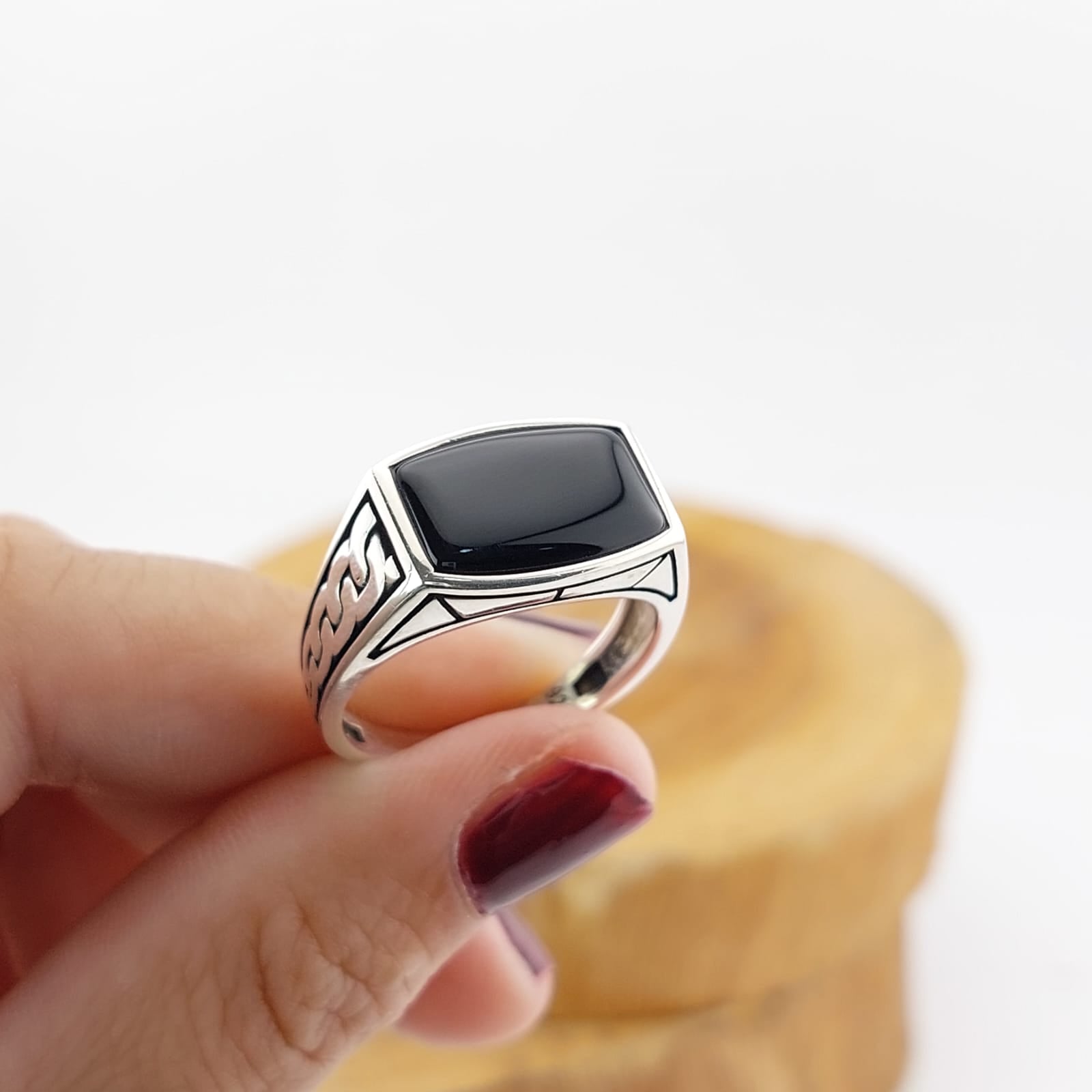 Anillo Hombre Ónix Plata 925 27184