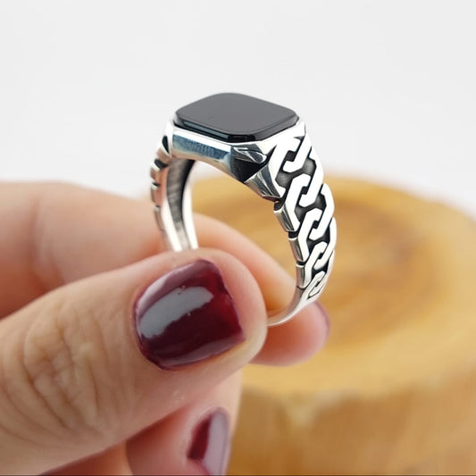 Anillo Hombre Ónix Plata 925 27183