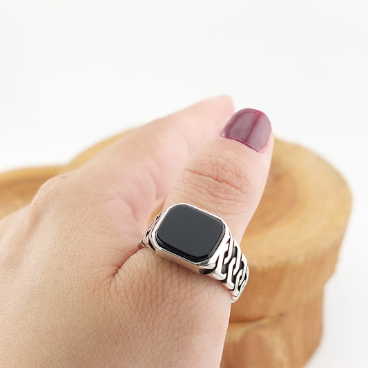 Anillo Hombre Ónix Plata 925 27183