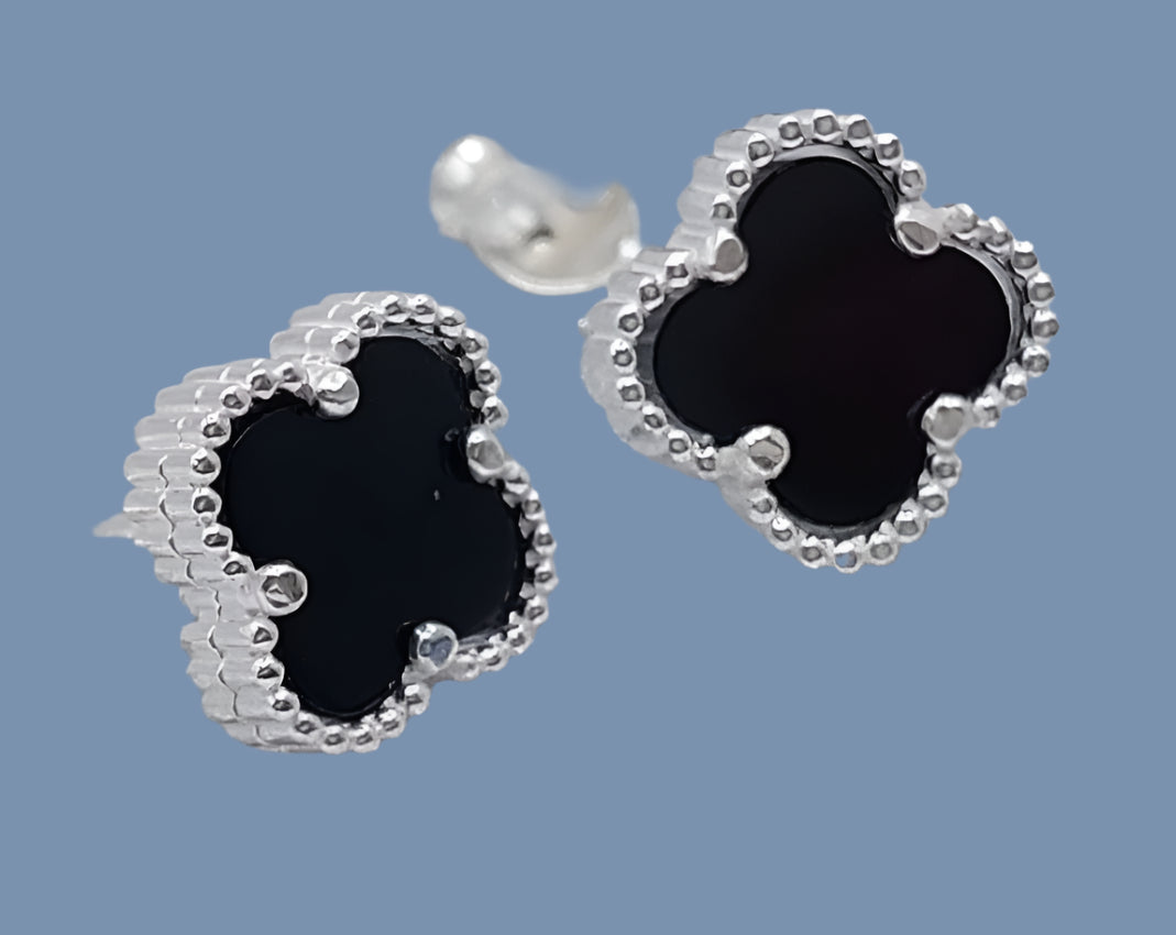 Aretes Dama VC Negro Plata 925 12mm 210000023855