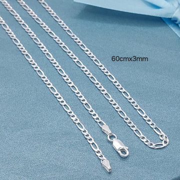 Cadena Maciza Figaro 7.2g 60CM/3MM Plata 925 26125