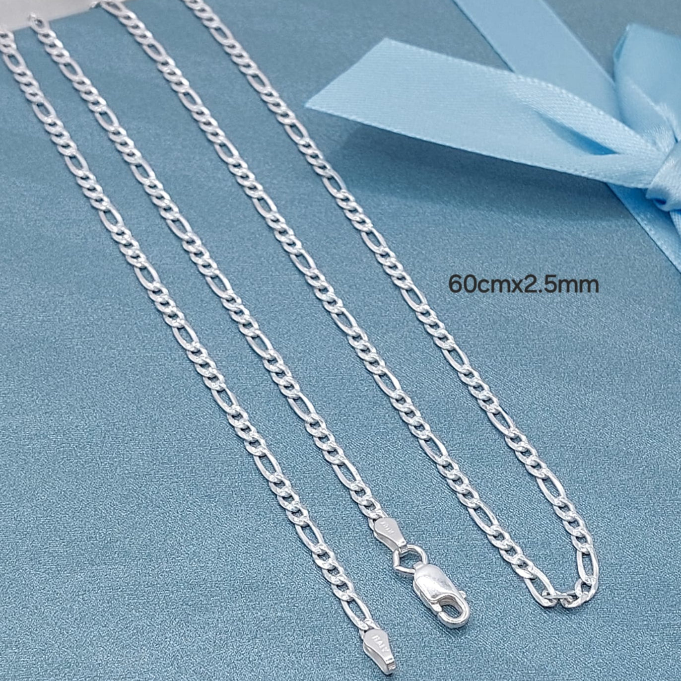 Cadena Figaro Diamantada 6.2g 60CM/2.5MM Plata 925 210000013532v
