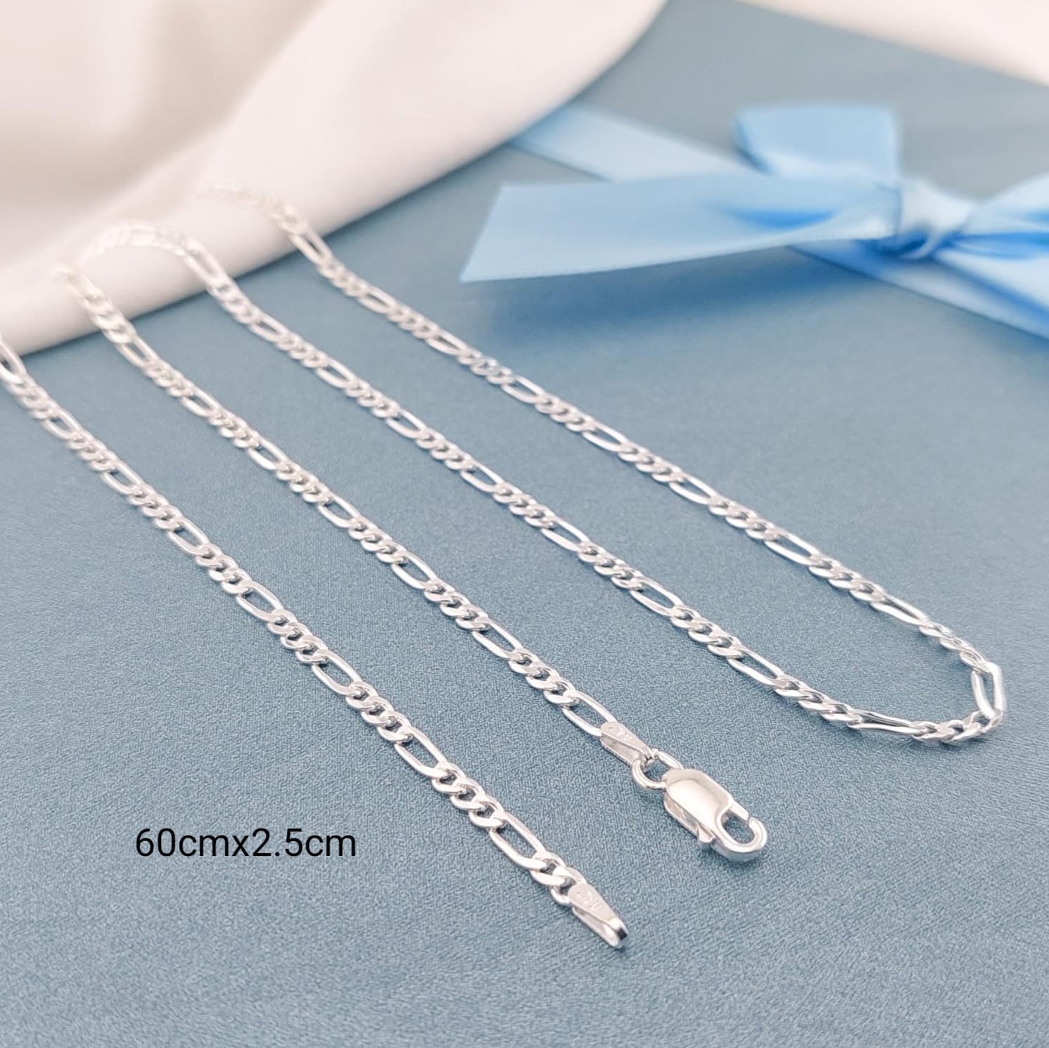 Cadena Fígaro Lisa 60CM/2.5mm Plata 925 210000024476v