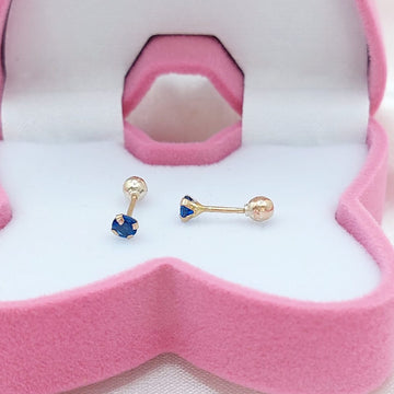 Dormilones Piedra Azul 3mm Oro 10K 210000020878