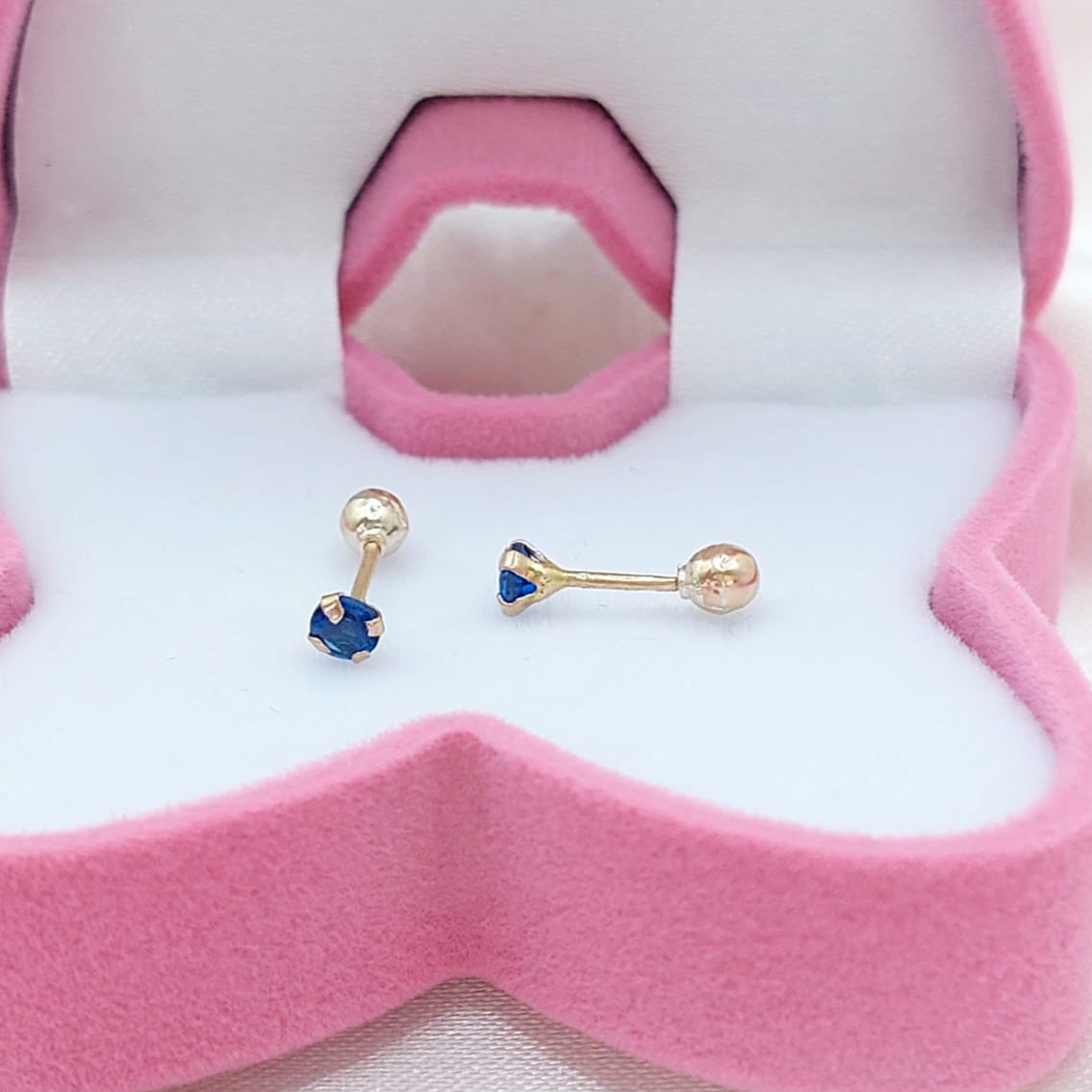 Dormilones Piedra Azul 3mm Oro 10K 210000020878