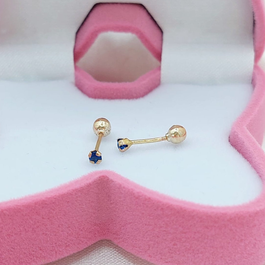 Dormilones Piedra Azul 2mm Oro 10K 210000020872