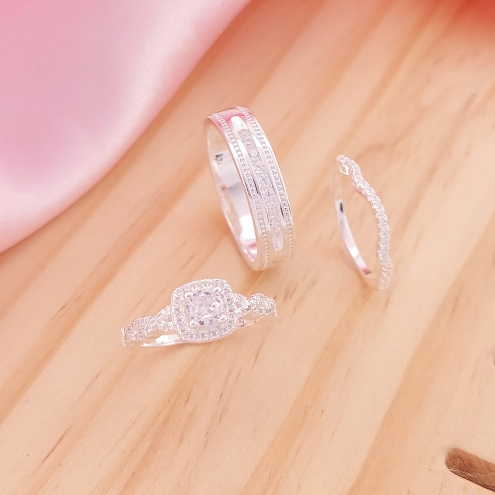 Anillos Tríos Matrimonio Plata 925 24745x