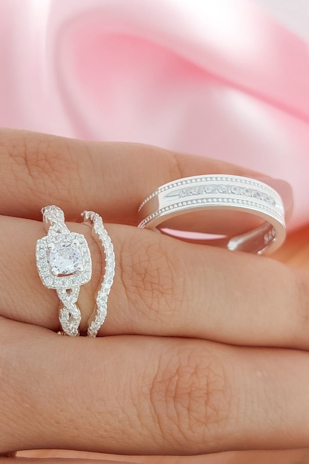 Anillos Tríos Matrimonio Plata 925 25667